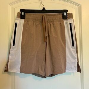 Gilly Hicks Tan and white stripe athletic shorts/running shorts